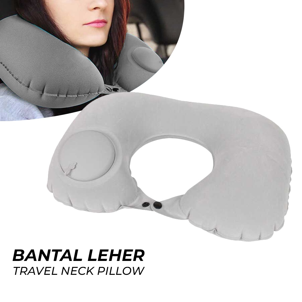 SPro2 Bantal Angin Pompa Leher Travel Inflatable Neck Pillow Bantal Traveling Piknik Mobil Car Rh35 Macroupta Tiup Gray By Pro