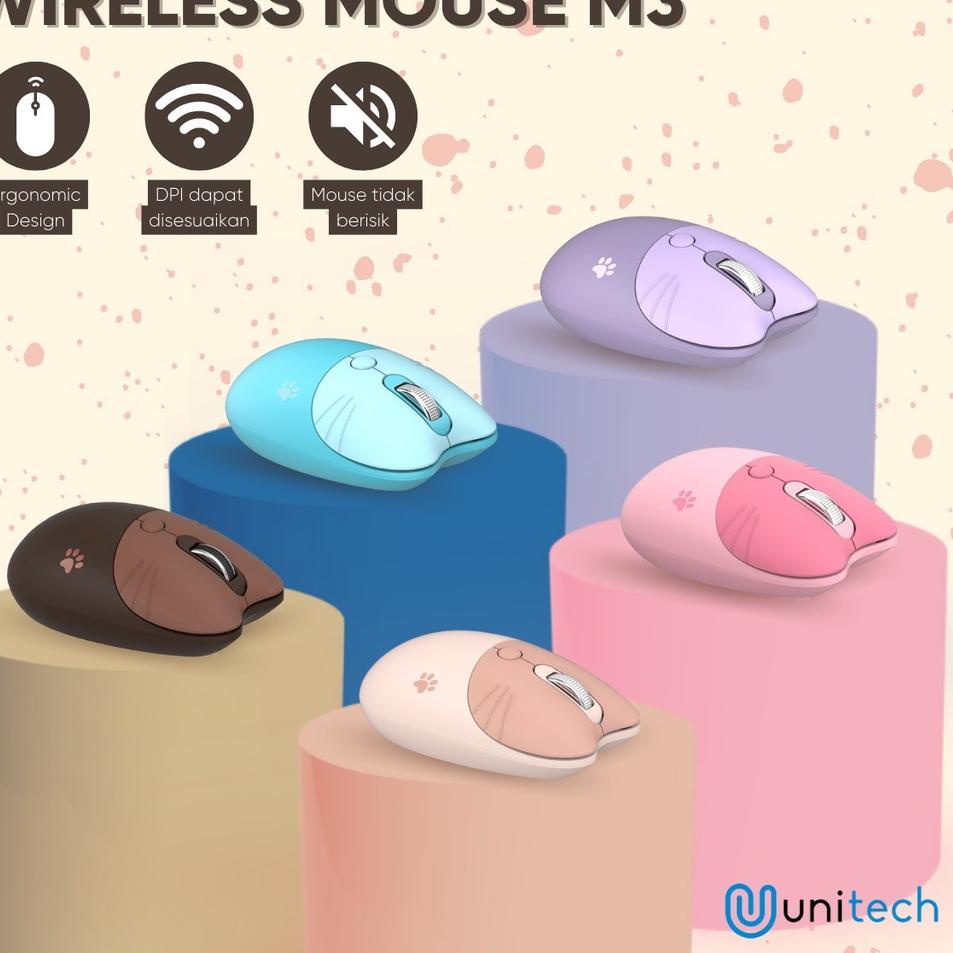 Penawaran Terpopuler Mouse Wireless Unitech Cat Paw M3 2.4G 1600dpi