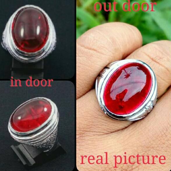 Special Packing Cincin Batu Akik Merah Siam Pecah Seribu Ring Tanam Alpaka Anti Luntur Lebih Simpel 