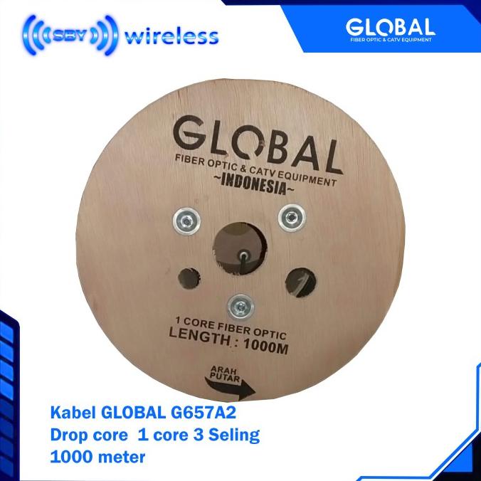 GLOBAL, FTTH Dropcore Drop core 1 core 3Seling hasbelan 1000 meter FO