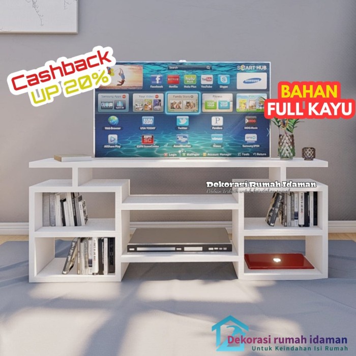 Terlaris Meja Tv Minimalis Modern Bahan Kayu Rak Konsol Cocok Buat 34 Inch - 43