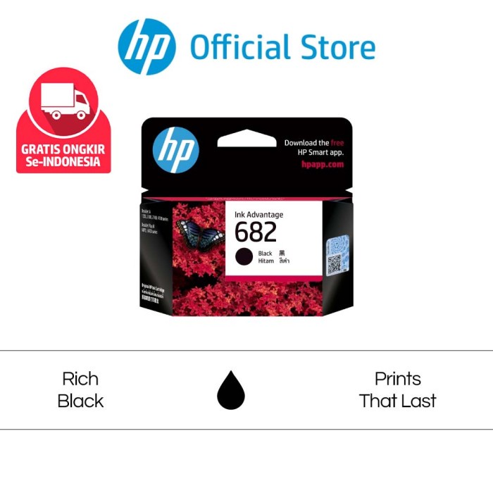 Terlaris Tinta Printer Hp Original 682 Black/Deskjet 1216 2335 2336 2337 2775