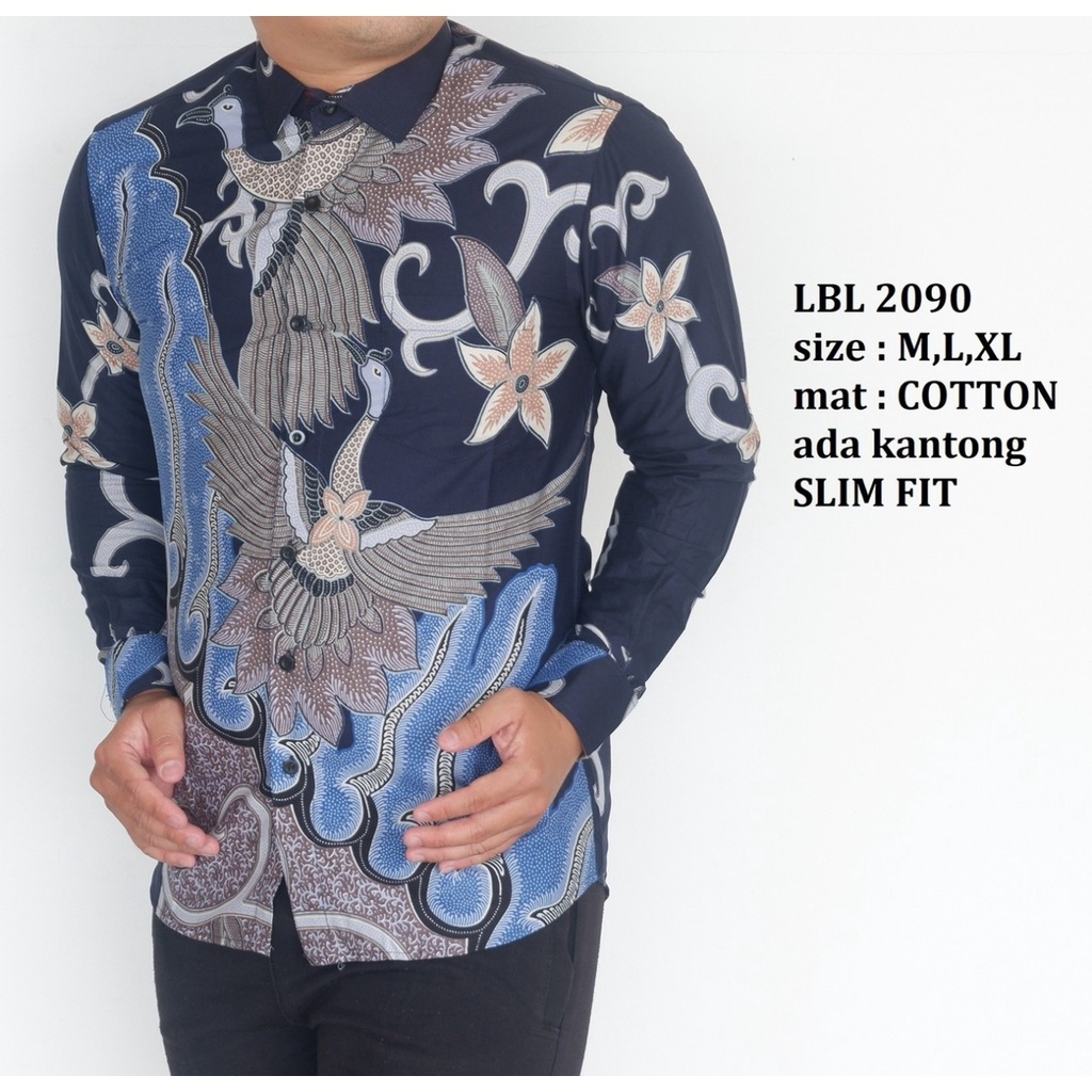 Baju Batik Pria Slimfit Kemeja Lengan Panjang Hem Slim Fit LBL 2090