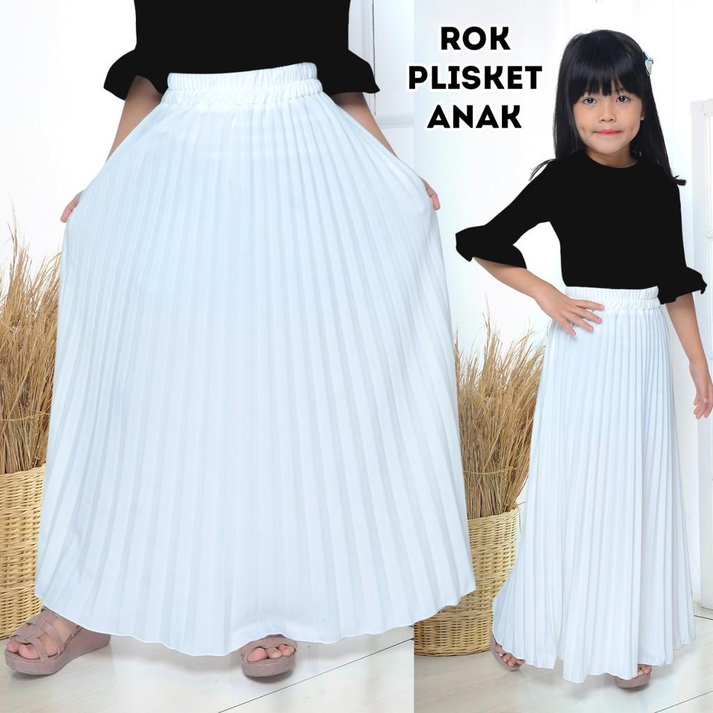 Rok plisket  putih anak bahan premium