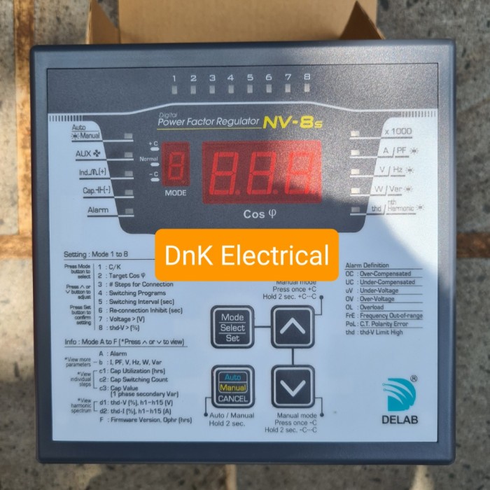 Terlaris Power Factor Regulator 8 Step Nv-8S Merk Delab