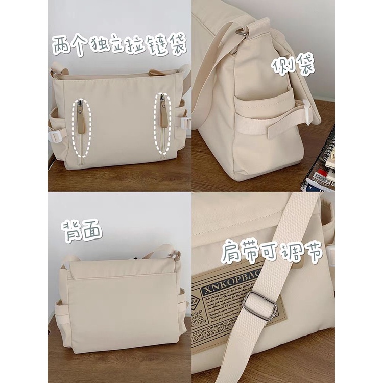 ❁✑✾Sera  Toko Perkakas Jepang Retro Messenger Tas Pria Mahasiswa Single Bahu Ransel Gaya Korea Kapasitas Besar Messenger Tas Wanita