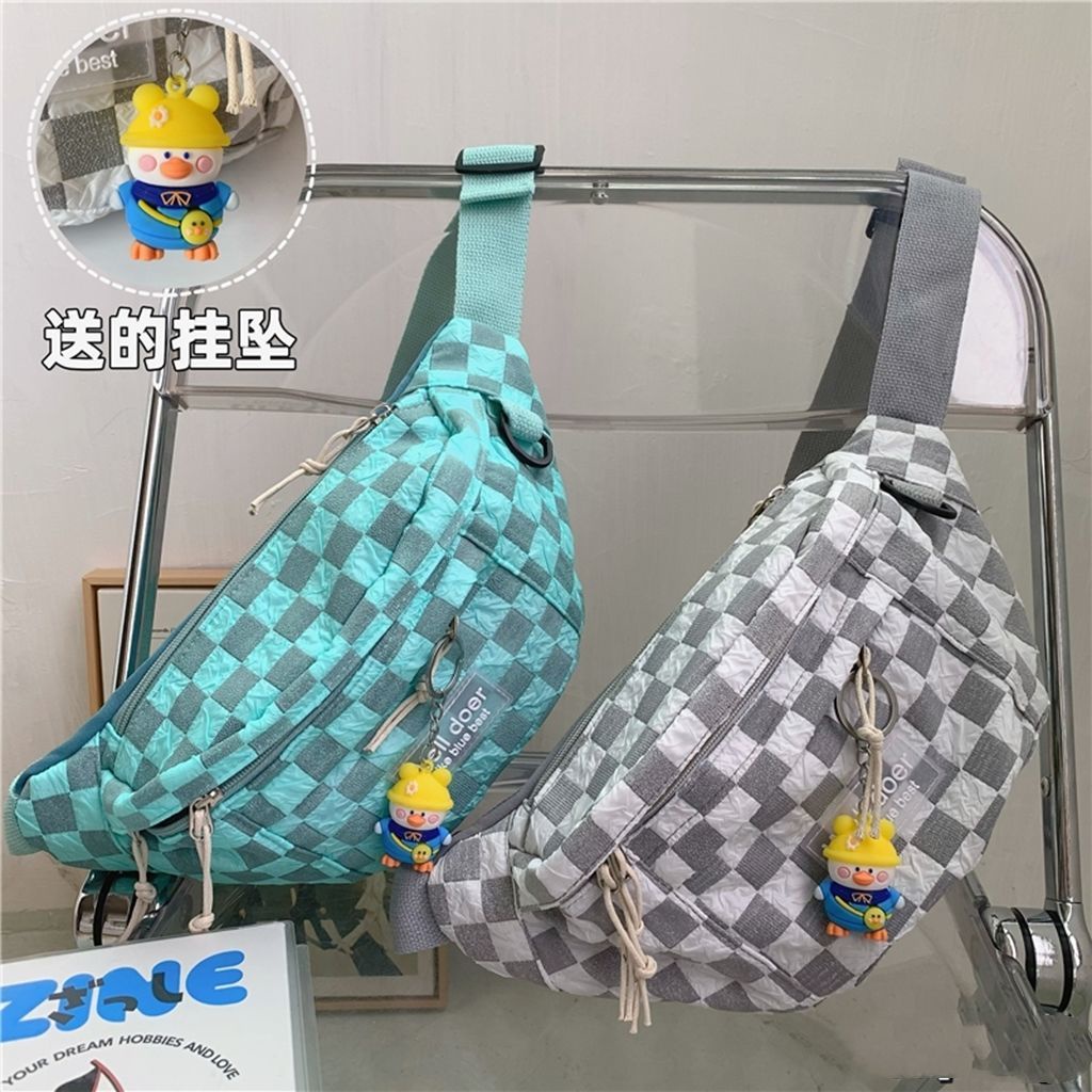 ✌Sera  Jepang Ceruk Retro Kotak-kotak Tas Dada Wanita Kasual Korea Mahasiswa Unisex Messenger Tas Serbaguna Tas Pinggang