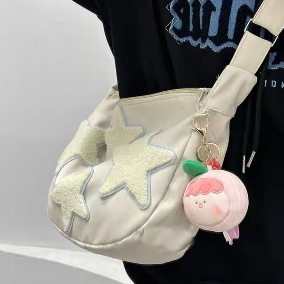 ✇❣✆Sera Niche Desain Star Messenger Tas Wanita S All-Match Gaya Versi Korea Jepang All-Match Siswa Sekolah Tas kuliah Gaya