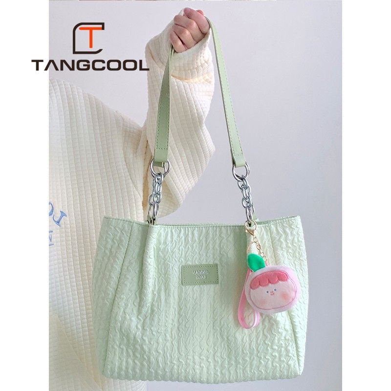 ✁☌▦Sera  Tang Cool Commuter Tas Kapasitas Besar Perempuan Tahun Ini Tas Tote Kasual All-Match Tekstur Tas Bahu Kelas Siswa Baru