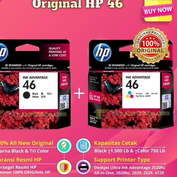 6.6✅⭐Cartridge HP 46 Original Printer Deskjet 2020hc 2520hc 2029 2529 4729 All-in-One Black Colour