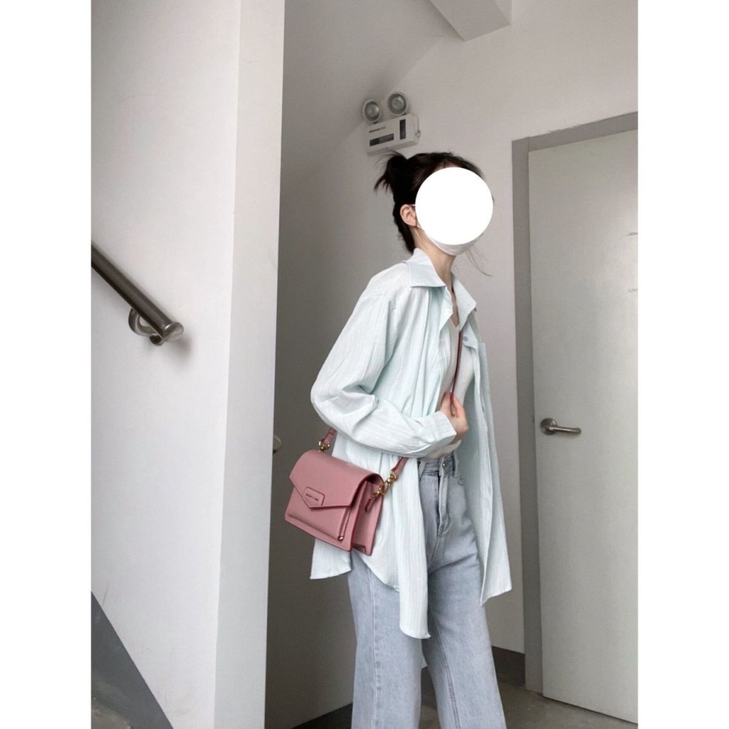 Red Tabir surya kemeja wanita musim panas rasa desain baru niche mid-length kardigan tipis jaket lengan panjang atasan lembut Korea