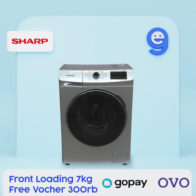 Mesin Cuci Sharp ES-FL1073W Front Loading 7 Kg Warna Silver Grey