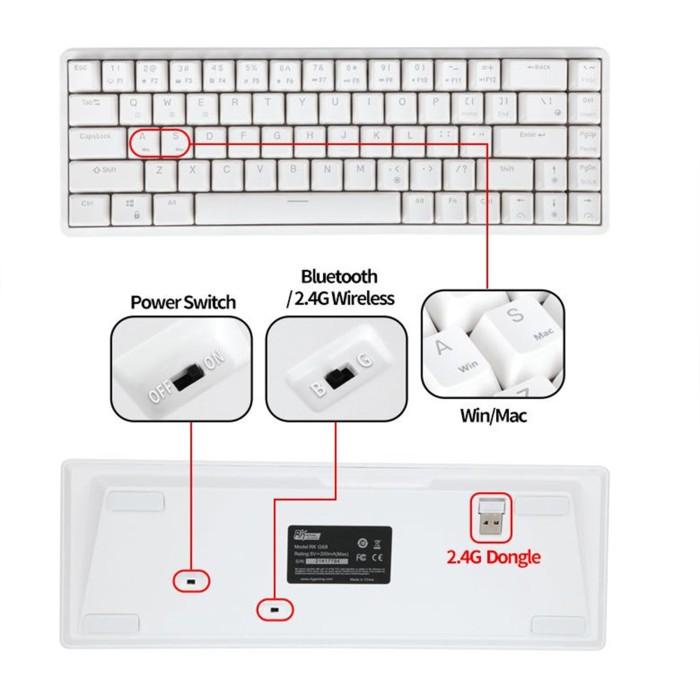 ROYAL KLUDGE RK68 / RK837 RGB MECHANICAL KEYBOARD 3 MODE HOTSWAP