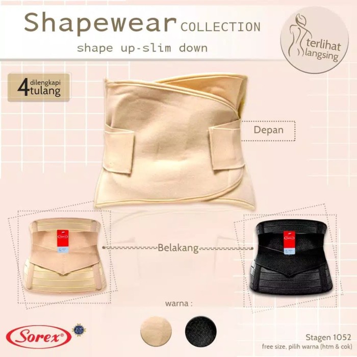 Korset Sorex Stagen Korset Pasca Melahirkan 1052 Stagen Pelangsing Original - Cream, All Size(D6W9) 