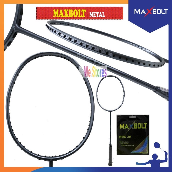MAXBOLT Red / Metal / Black Raket Badminton MAXBOLT Red Metal Black
