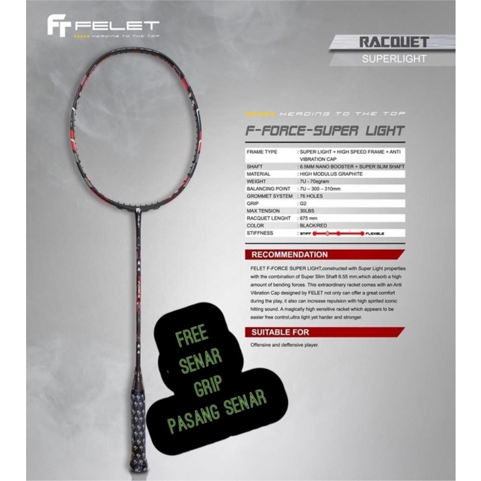 Tx0134 Raket Bton Felet F Force Super Lht Orinal