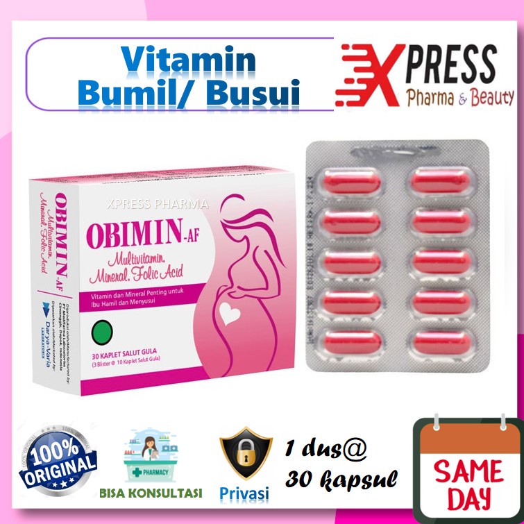 XPRESS  Obimin AF 1 BOX ISI 30 MULTIVITAMIN MINERAL DAN FOLIC ACID Obimin-AF Vitamin Ibu Hamil Menyu