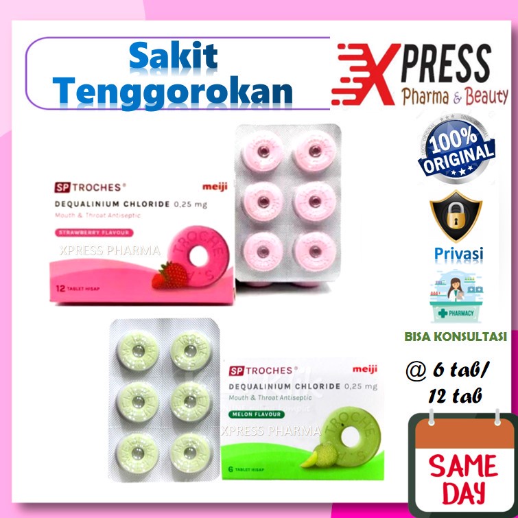 XPRESS ! 1 dus / Ecer 6 Permen SP Troches rasa Strawberry Melon Troces FG Permen Pelega Sakit Tenggo