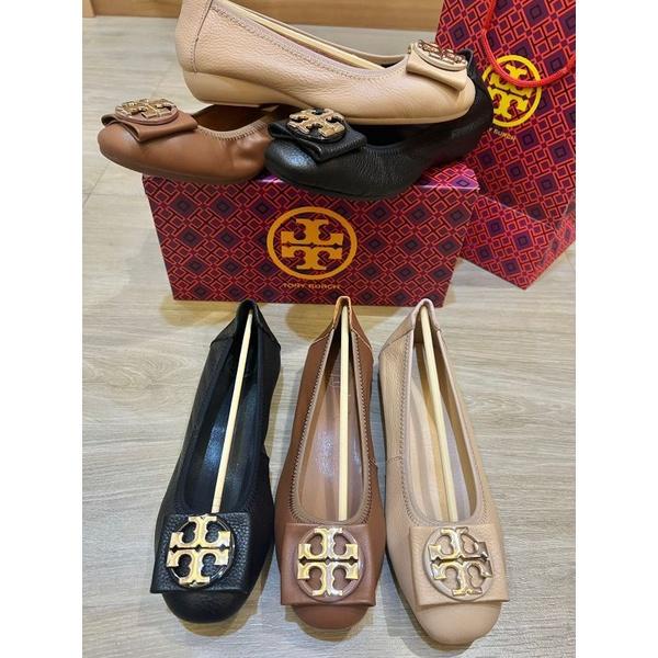 SEPATU TORY BURCH VV-01 PUTA LOGO GOLD FLAT