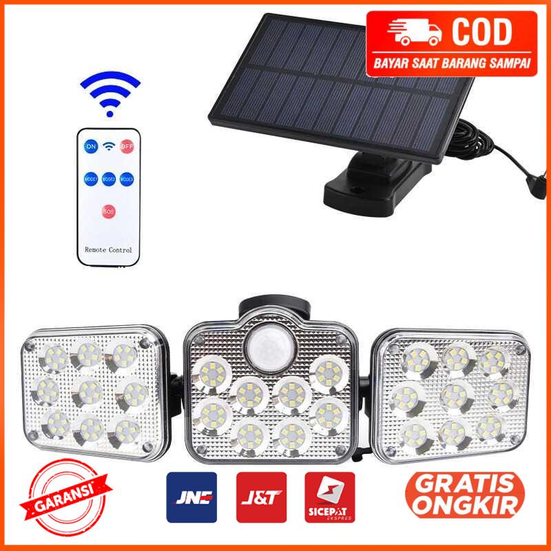 Lampu Dinding Solar Double Sensor Three Head 138 LED Cool White JD-2858A