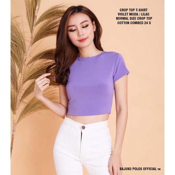 CROP TOP POLOS ONECK COTTON | BAJU KAOS TUMBLR CROP TEE TSHIRT KAOS KOREA FASHION WANITA  TEBAL DAN 
