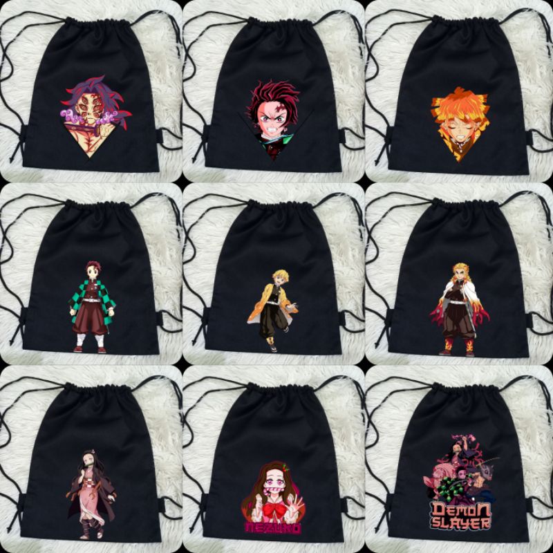Tas Serut Kanvas Premium Anime Demon Slayer Karakter / String Bag Anime Demon Slayer Kanvas Premium 