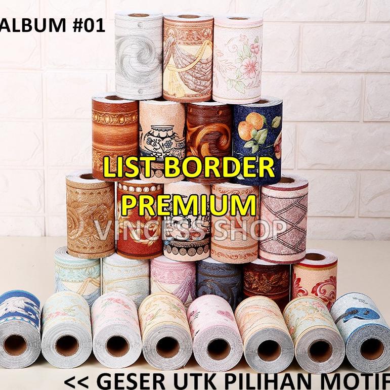 [KODE CT7IV] WALLPAPER LIST BORDER TIMBUL PREMIUM STIKER DINDING (L=10,5CM X P=5M) vincess