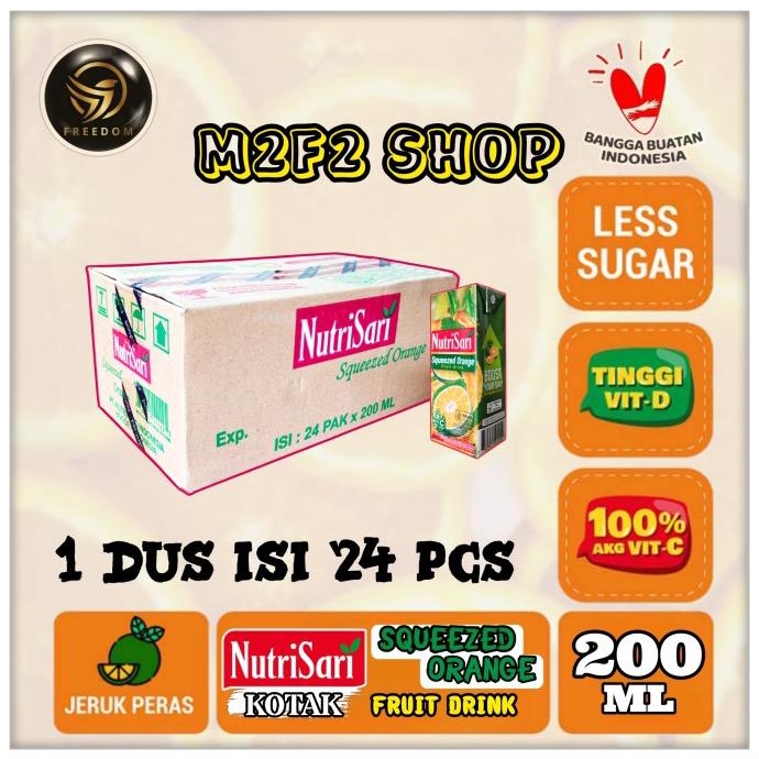 Juice Nutrisari Squeezed Orange | Jeruk Peras Kotak - 200 ml (Karton)