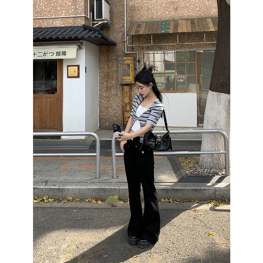 Red Korea Manis Babes Rasa Desain Garis Penyambungan Palsu Dua Potong Atasan Musim Panas Baru Niche Fried Street Slim T-shirt Tide