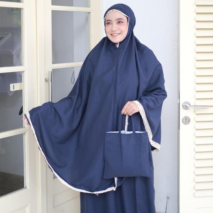 mukena dewasa setelan atas bawah katun rayon warna polos