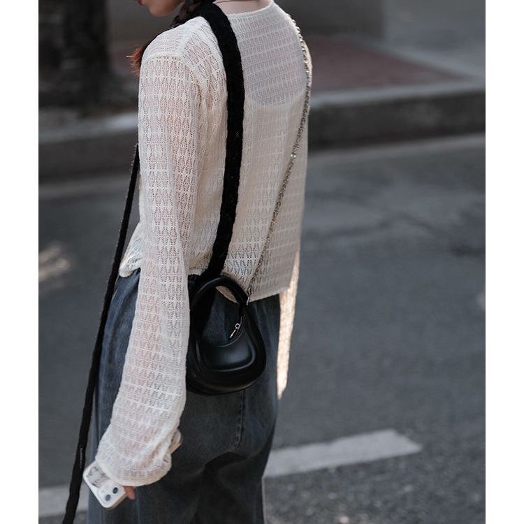 Red 2023 baru musim panas bagian tipis renda berongga dasi cardigan dengan es sutra pendek mesh perlindungan matahari kemeja lengan panjang