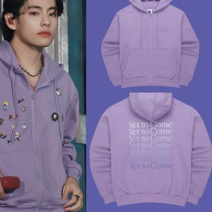 Star Seller ( READY STOK ) JAKET HOODIE Korean bts yet to come IN BUSAN TULISAN GRADASI UNGU ready u
