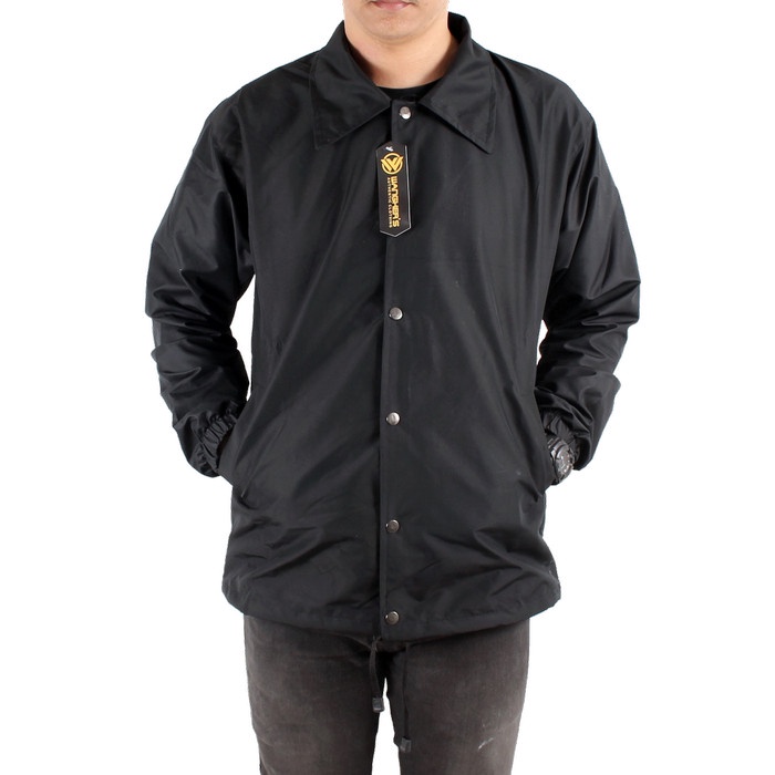 Laris COACH JAKET / WINDBREAKER / JAKET PARASUT PRIA / JAKET POLOS BLACK - Hitam, M