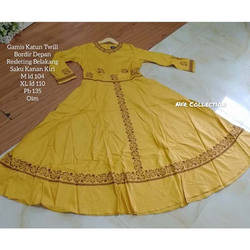 Gamis marsya bordir katun twill