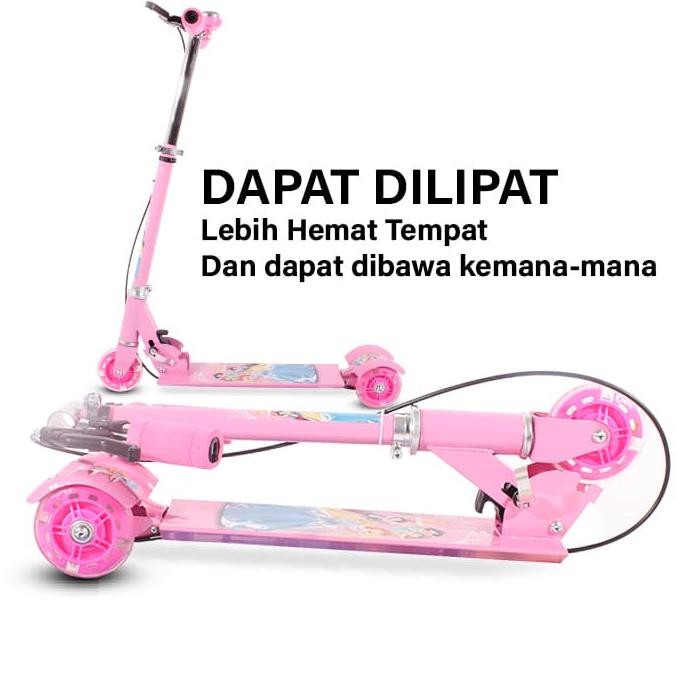 Scooter 3 Roda / Otoped / Skuter Anak Roda 3 Karakter - BIRU CEWE (I5S5) Mini Dual Pedal Tas Gendong