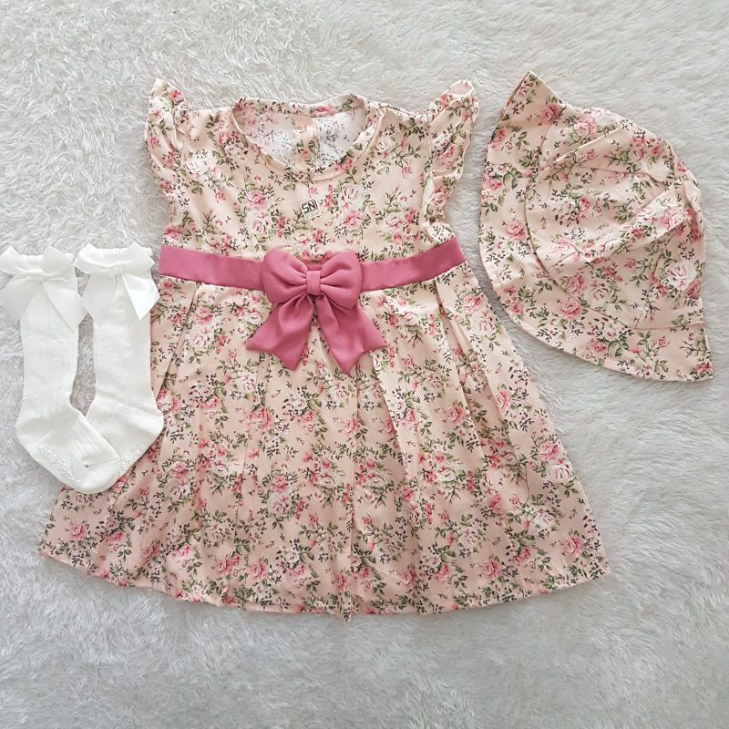 Dress anak bayi Minnie ribbon dress set