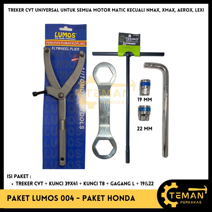 PAKET HONDA Treker CVT LUMOS + KUNCI 39X41 + KUNCI T8 TEKIRO + GAGANG L + SOK 19 22 MM