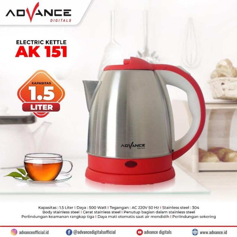 Kettle listrik Advance AK 151 / kettle listrik stainless steel