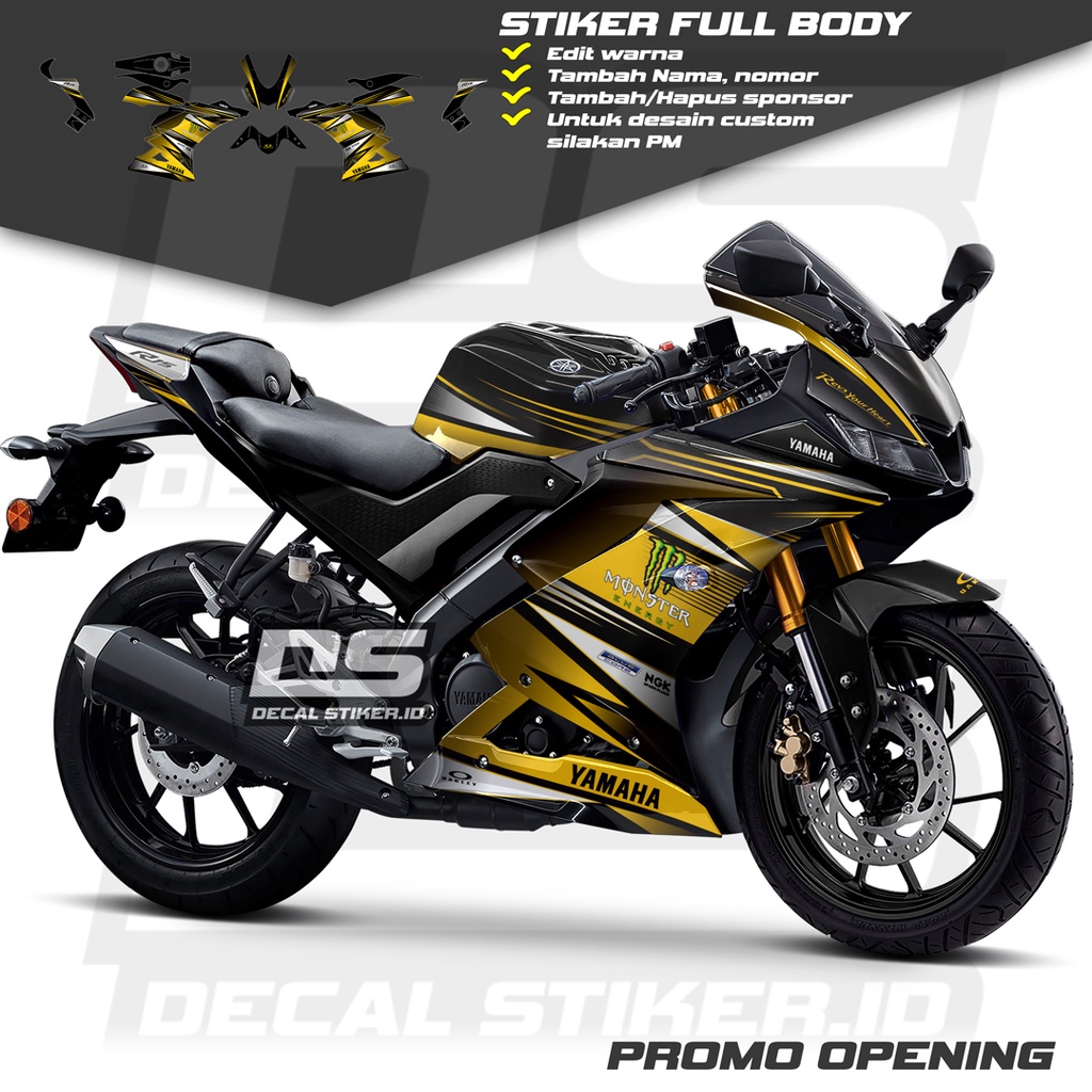 Decal R15 V3 Full Body, Stiker R15 V3 Full Body, Striping R15 V3 kuning garis Terbaru