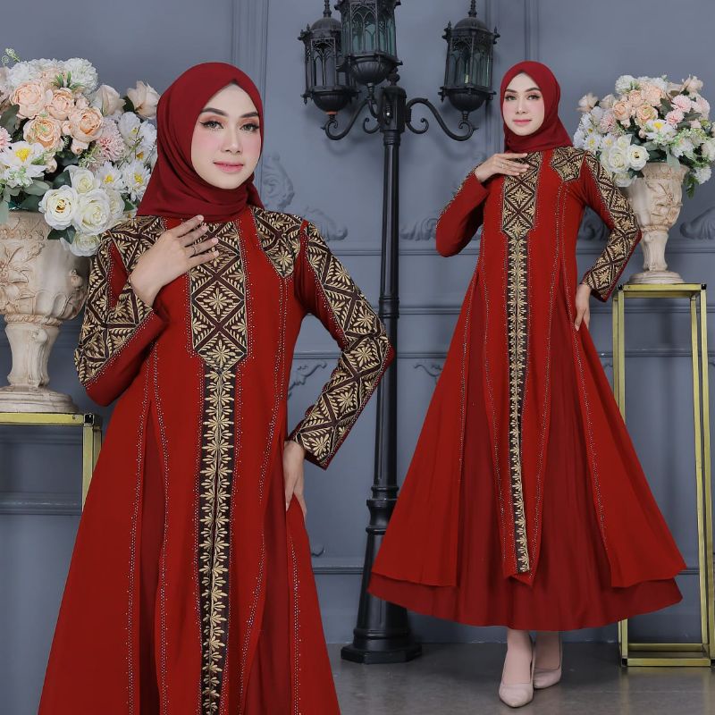 GAMIS ABAYA TURKEY BORDIR SULTAN MEWAH HITAM DAN WARNA