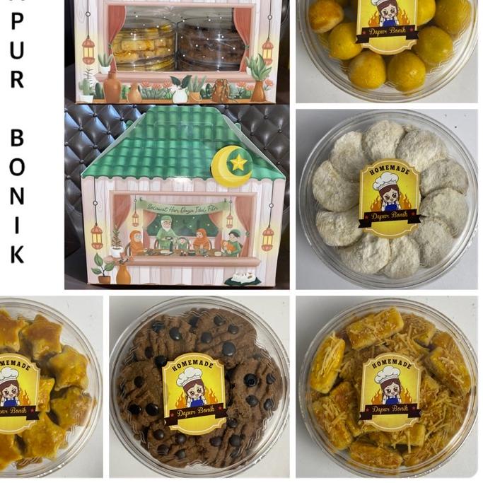 

Diskon✅Hampers Kue Kering Lebaran / Natal / Imlek 4 PCS KUE Dapur Bonik nastar kastengel putri salju kue kacang chocochips