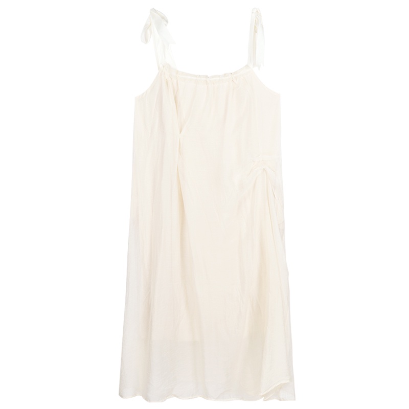 ◑Gaun sifon tanpa lengan yang manis dan lembut peri musim panas rok angin malas temperamen tepi pantai rok panjang sedang kelas atas