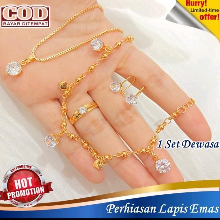 9.9 Promo Brand set perhiasan wanita dewasa, mata satu, 1 set perhiasan titanium asli anti luntur an