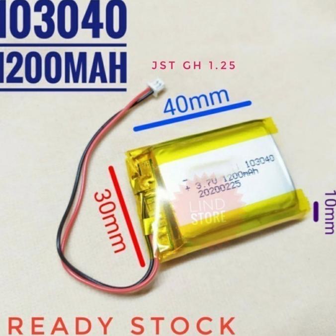 103040 Li Ion 3.7V 1200Mah Protection Baterai Charge Mp3 Mp4 Gps