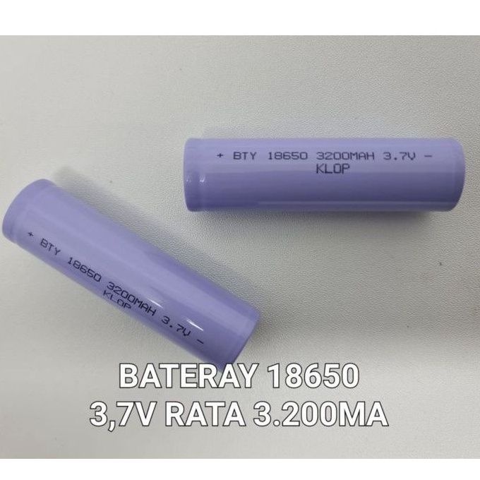 BATERAI 18650 3.7 VOLT 3.200MAH 4.800MAH FLAT RATA TANPA KEPALA rechargeable batu baterai charge bisa di cas ulang cocok untuk kipas angin mini senter swatt emergency music player lampu battery Klop