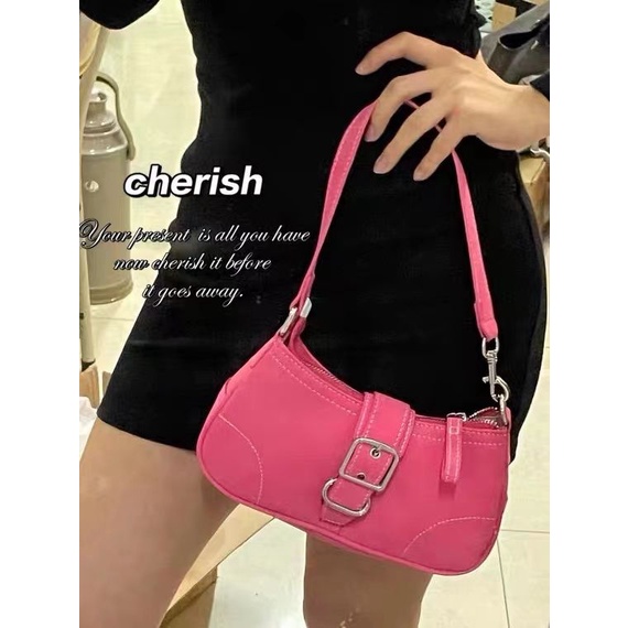 Red Niche design retro rose red bag bag nostalgia satu bahu ketiak Hyuna tas mahjong antik yang sama