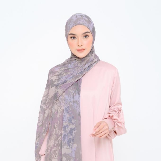 ZM - Cyril Mauve Pashmina Instant Plisket Jelita Indonesia Lamun Ombak
