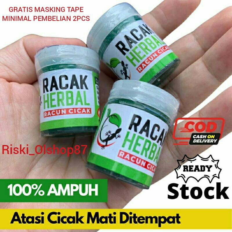 RACUN PEMBASMI CICAK/TOKEK  RACAK HERBAL 20GR (Free Masking Tape Untuk Pembelian 2 PCS)