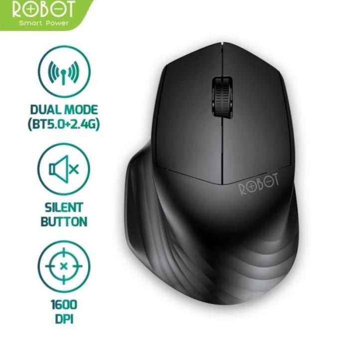Mouse Wireless Robot M350 Silent Click dengan Receiver USB & Bluetooth