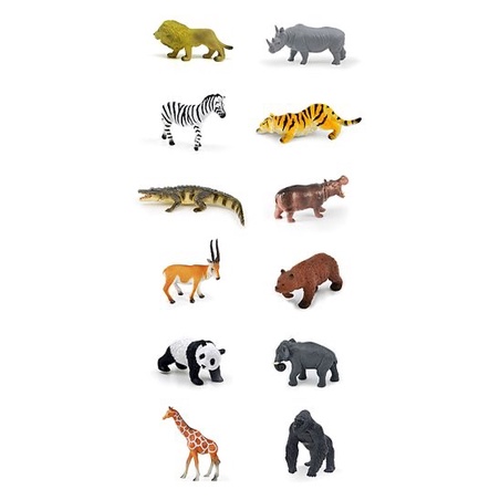 Flash Sale Recur Wild Animal / Dino Miniature Figures Set Of 12 Mainan Hewan Terbaru